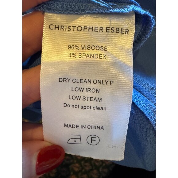 Christopher Esber Dress Women 4 Blue Multi Panel Disconnect Ruched Halter Maxi - Picture 14 of 14